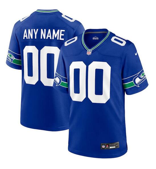 Men's Seattle Seahawks Active Player Custom Royal Throwback Stitched Game Jersey
